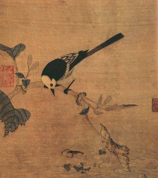 宋代刺绣梅竹鹦鹉图